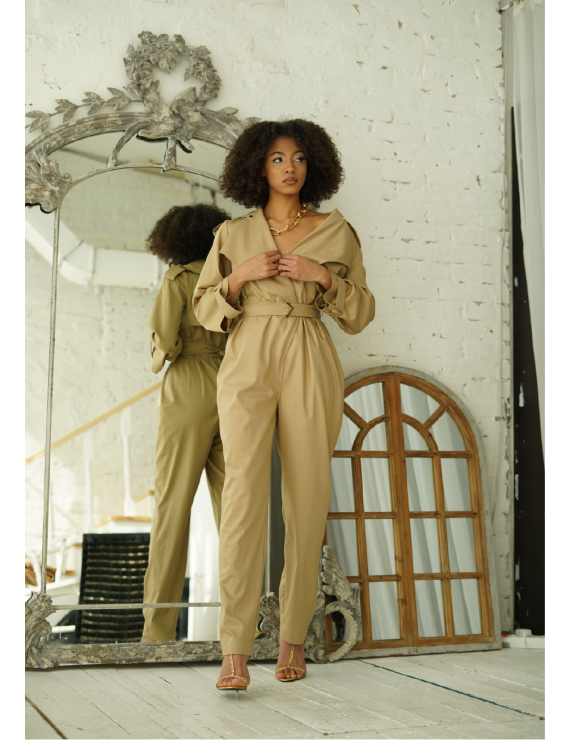 Camel Trench Jumpsuit